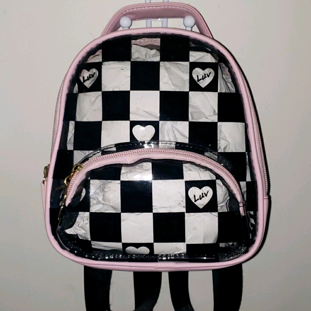 Betsey Johnson clear mini hearts backpack
